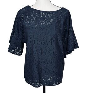 Banana Republic Navy Lace Top with Inset Tank